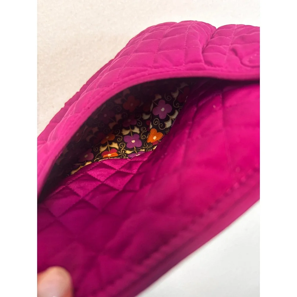 Vera Bradley Quilted Microfiber Tote Bag Magenta Berry Pink Pocketbook Purse